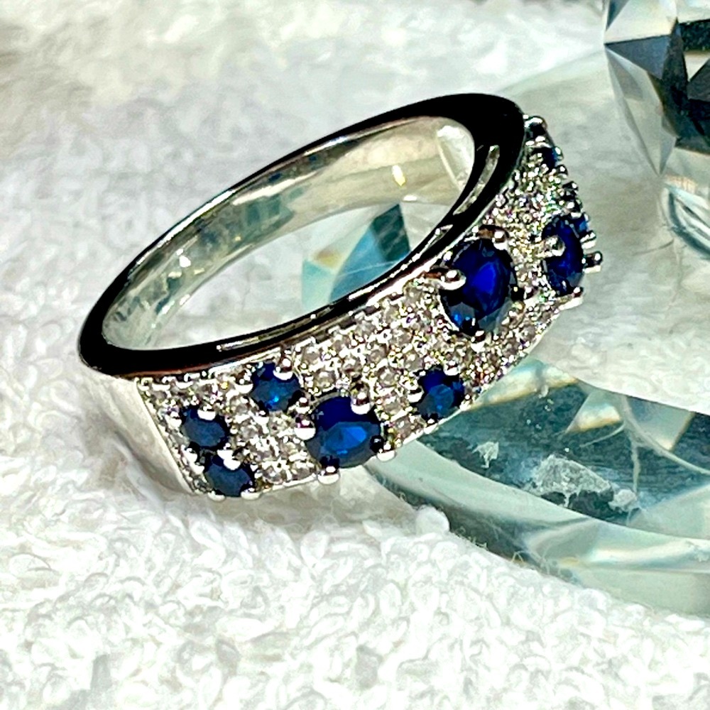 *HOST PICK * Sapphire blue gem ring -half eternity band